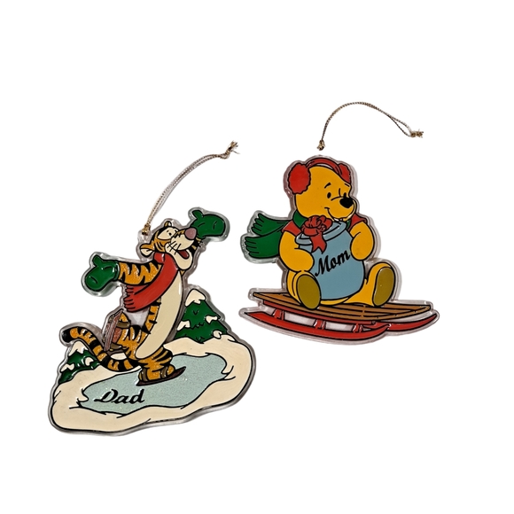 Disney Tigger & Winnie The Pooh Mom And Dad Acrylic Christmas Tree Ornaments - Picture 1 of 6